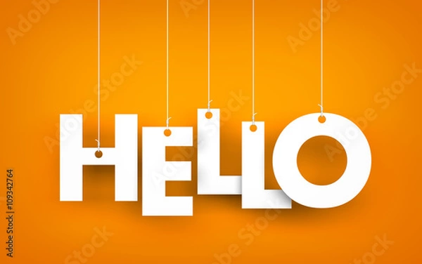 Obraz Word HELLO hanging on the ropes
