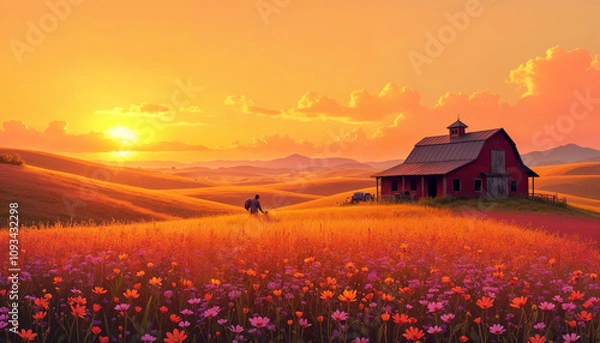 Obraz sunset over the field