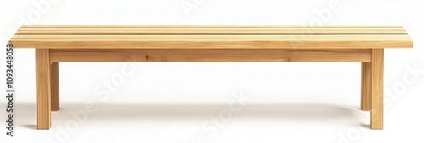 Fototapeta Muji-Inspired Light Wood Bench - Simple, minimalist bench; light wood, clean lines, modern design, natural, seating.