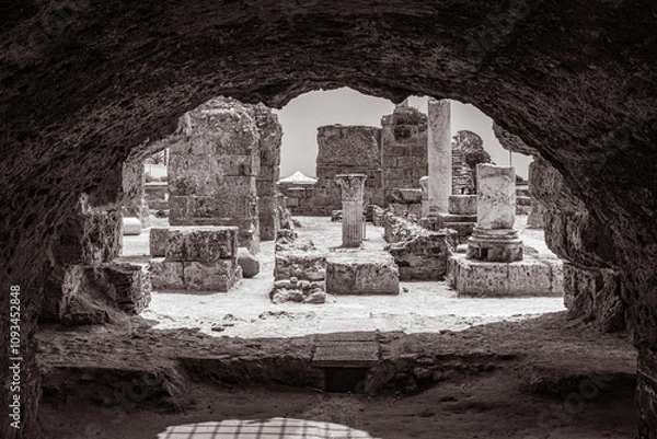 Fototapeta the tourist attraction of Antonio's Baths of Carthage in Tunis