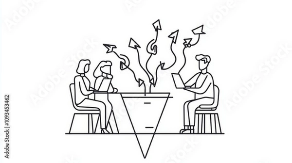 Fototapeta Strategic Business Growth: Teamwork and Innovation - Team brainstorming, innovative ideas, business growth, collaboration, strategic planning.  Visual concept of upward growth.