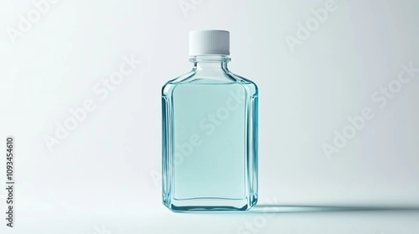 Fototapeta A mouthwash bottle with an ergonomic cap design, isolated on a clean white backdrop.