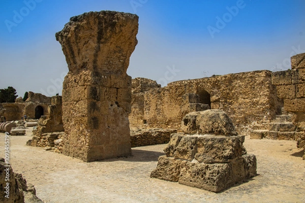 Fototapeta the tourist attraction of Antonio's Baths of Carthage in Tunis