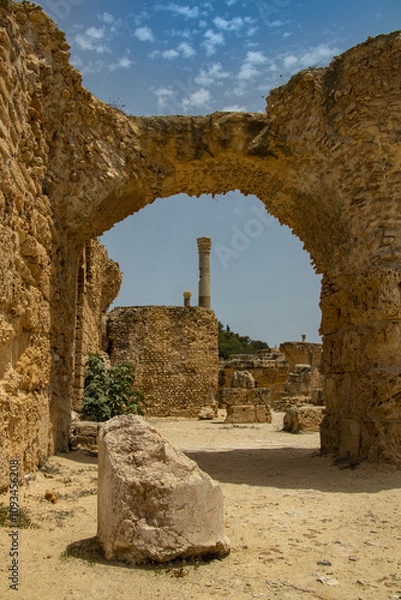 Fototapeta the tourist attraction of Antonio's Baths of Carthage in Tunis