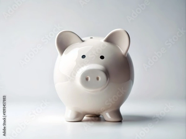 Fototapeta Isolated Piggy Bank on White Background for Savings and Financial Planning, Representing Concepts of Wealth, Savings, and Financial Management