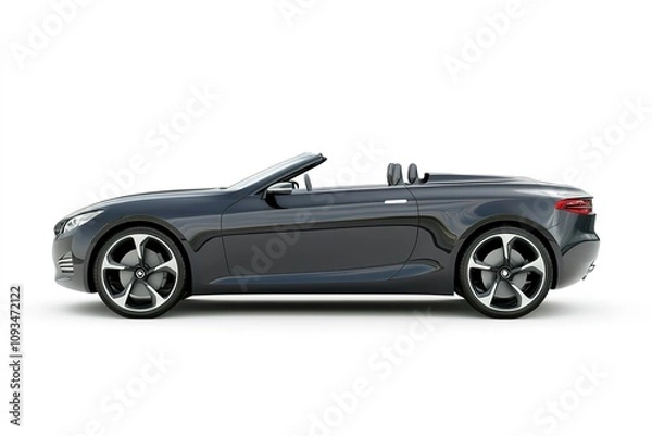 Fototapeta Side view of sleek convertible car in studio setting