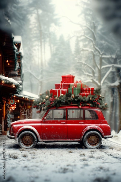 Obraz Christmas car