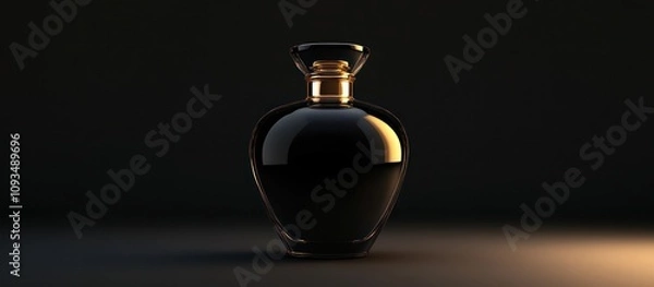 Fototapeta Elegant Black Perfume Bottle in Dramatic Lighting
