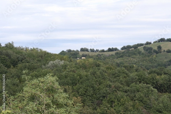 Obraz Italian landscape with trees and mountains