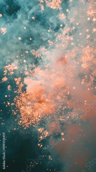 Fototapeta Abstract Orange and Teal Smoke Explosion 