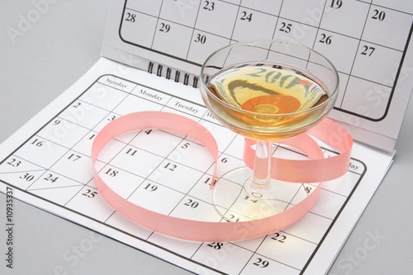 Obraz Wine glass on Calendar