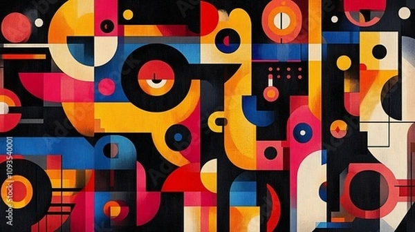 Fototapeta Abstract geometric art with vibrant colors and shapes.