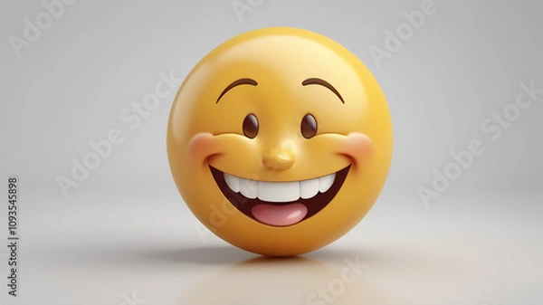 Fototapeta Smiling Cartoon Emoji Face Isolated