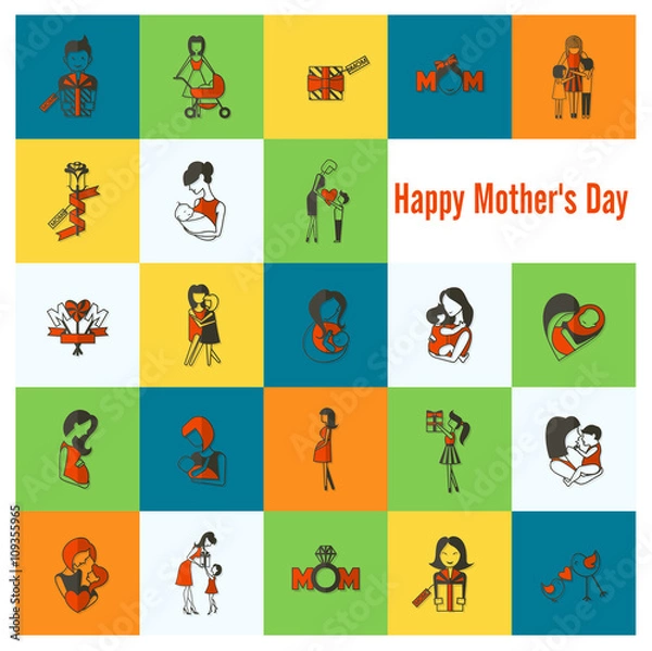 Fototapeta Happy Mothers Day Icons