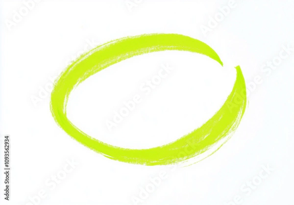 Fototapeta Green yellow highlighter marken pen circle draw. Isolated on white background.