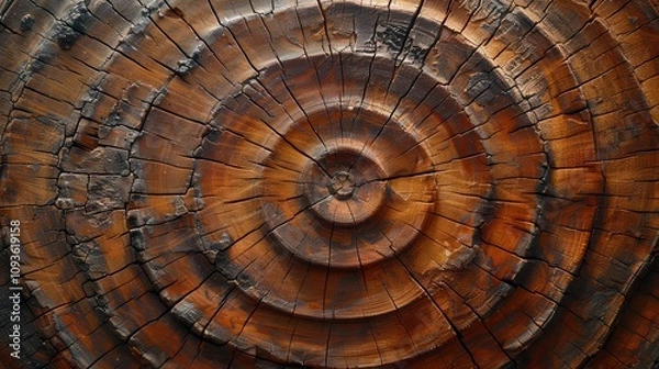 Fototapeta Intricate patterns reveal the beauty of aged wood with deep grooves and natural textures captured in close-up. Generative AI