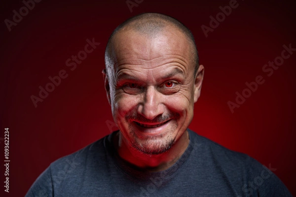 Fototapeta Sinister man with a creepy smile