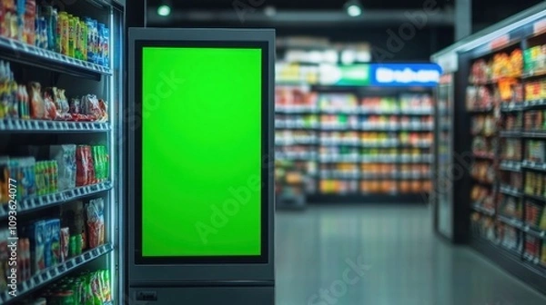 Obraz Green Screen Display in Supermarket Aisle