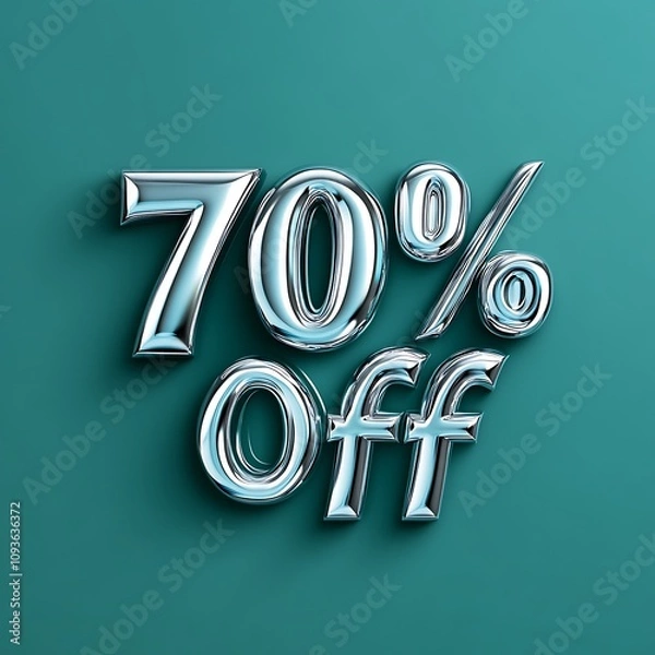 Fototapeta Teal background with "70% Off" in silver metallic font, sleek and modern look. - Image #1 @PrideWalaBhai01