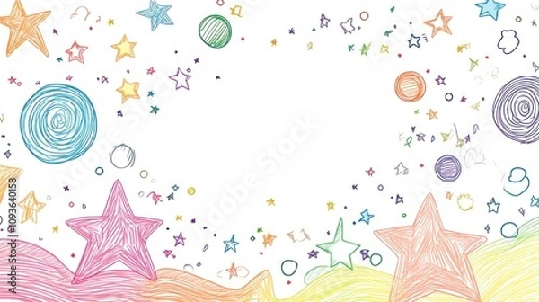 Fototapeta Whimsical Rainbow Starry Night: A Colorful Hand-Drawn Illustration