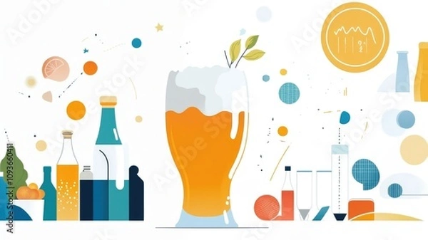 Fototapeta Craft beer and beverage innovation with abstract geometric design elements