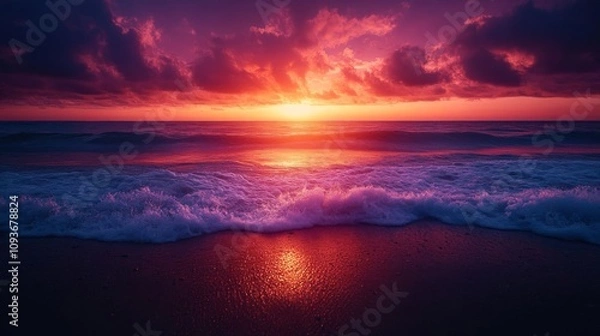 Obraz Stunning sunset over a calm ocean.