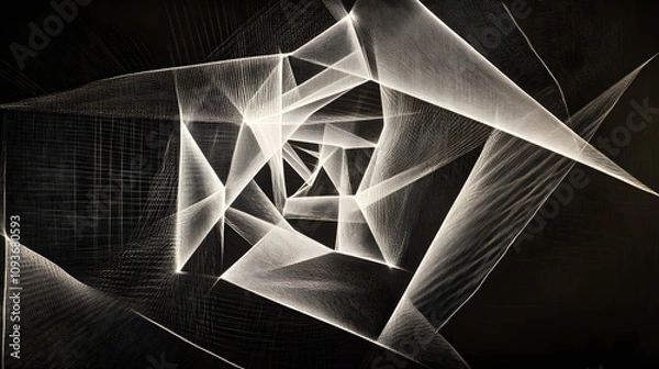 Fototapeta A high-tech modern artwork using lasers to create complex geometric patterns.