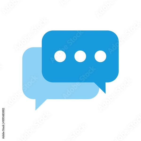 Fototapeta Blue chat icons isolated on transparent or white background, vector illustration
