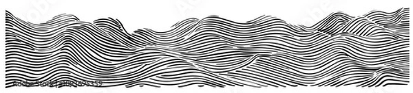 Fototapeta Artistic ocean waves – nature-inspired black vector illustrations for designs