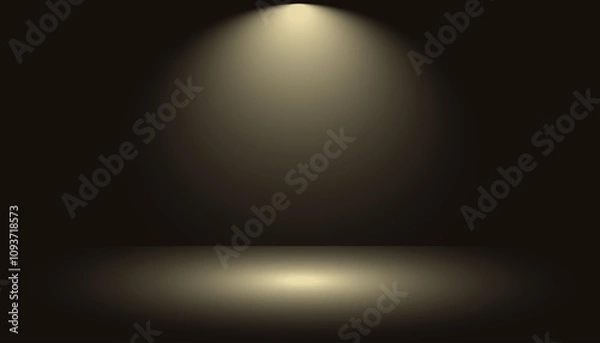Obraz Dark golden studio room gradient background with spotlights shining on abstract pattern floor, empty space for award ceremony, luxury premium scene, vector illustration.