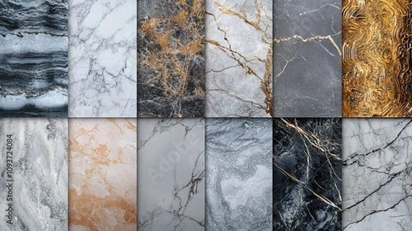 Fototapeta Introducing marble-textured tile wallpaper, a captivating addition to your home decor. Inspired by nature's elegance, these tiles combine the charm of natural stone with the versatility of wallpaper