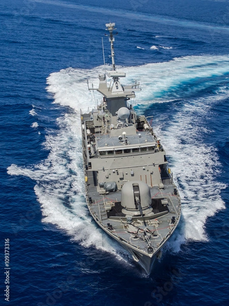 Obraz Statek wojskowy, widok z lotu ptaka