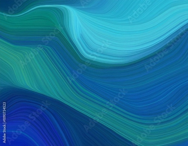 Fototapeta dynamic banner design with light sea green midnight blue and strong blue colors dynamic curved lines with fluid flowing waves and curves