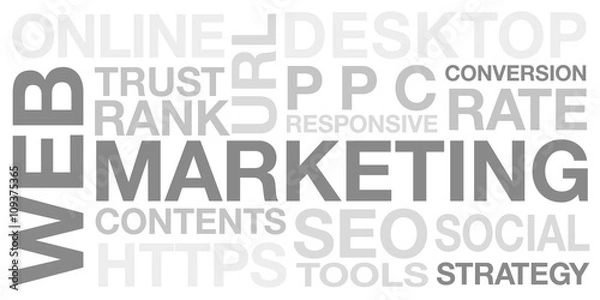 Fototapeta Web Marketing gray word cloud with white background