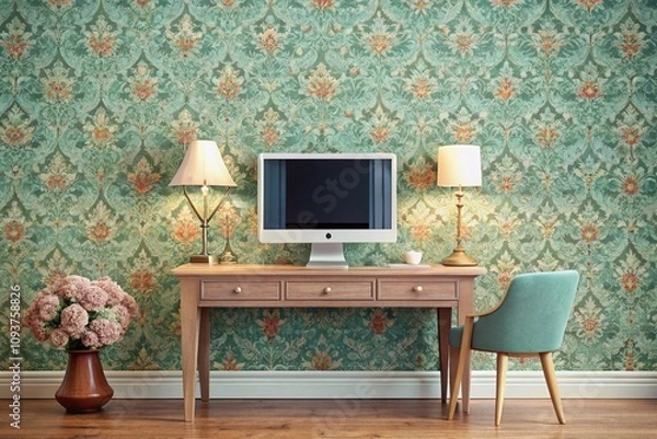 Fototapeta Vintage Style Desktop Wallpaper: Nostalgic Aesthetic Inspirations for Your Screen with Soft Pastels and Classic Patterns for a Timeless Touch to Your Digital Space