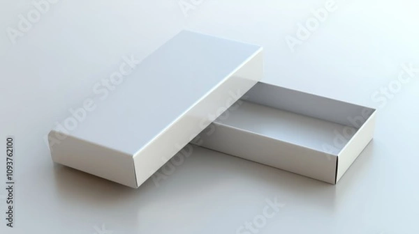 Fototapeta A tall rectangular box with a glossy lid and clean lines, slightly open on a white backdrop