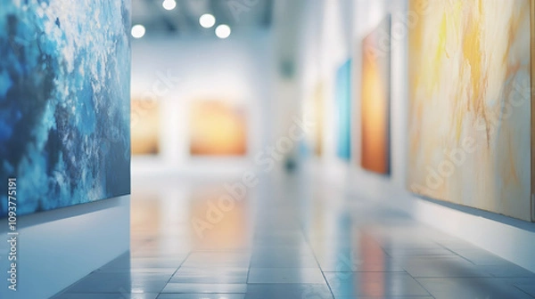 Fototapeta Contemporary art gallery background with abstract blur, offering copy space image..high quality image