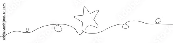 Fototapeta Star icon line continuous drawing vector. One line Infinity Star icon vector background. Star icon. Continuous outline of a Star.