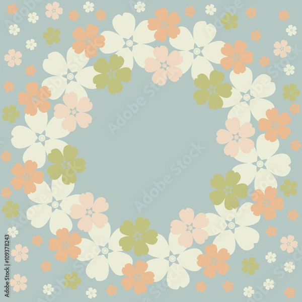 Obraz Cute circle frame with tender flowers