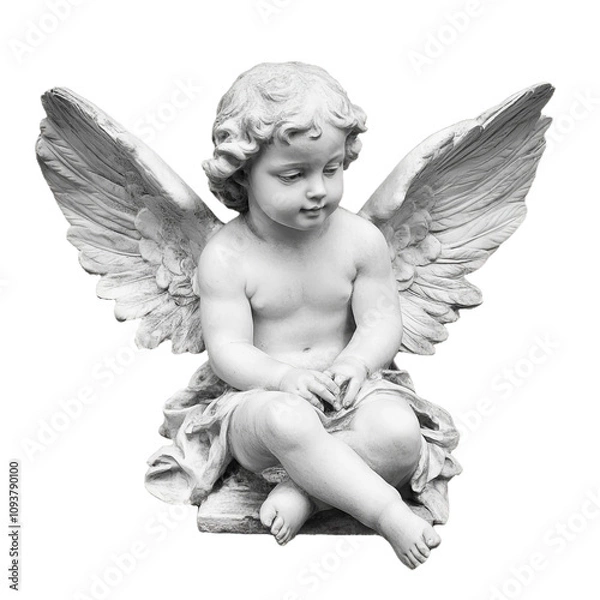Fototapeta statue of a baby angel isolated on transparent png background