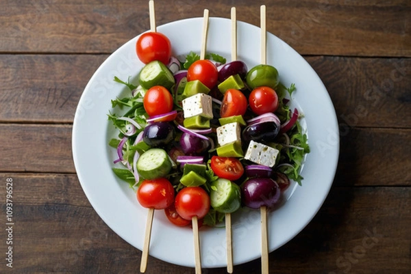 Obraz A Greek Salad with Feta and Olives.