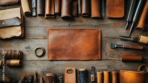 Fototapeta close Leatherworking Desktop