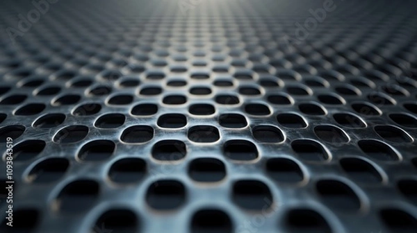 Fototapeta Metal Surface With Regularly Spaced Oval Holes