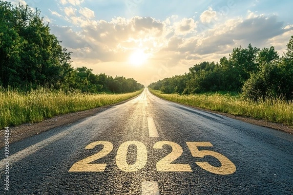 Fototapeta Banner. 2025 goal plan to success, Business target, growth strategy. New year resolution