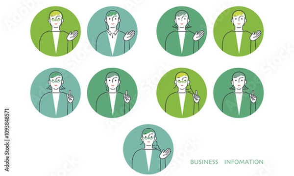 Obraz ご案内しているシンプルな女性アイコン