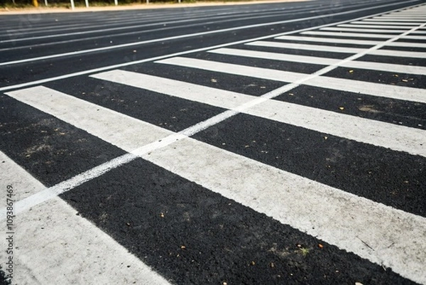 Fototapeta Close-up of black and white stripes on the ground, close-up, texture, visual effect