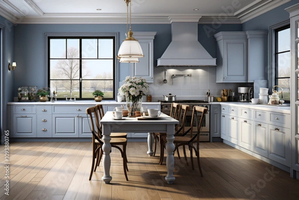 Obraz stylish modern kitchen in gray tones,.   