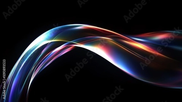 Fototapeta Vibrant Abstract Digital Artwork with Multi-Colored Ribbon Shapes on Black Background