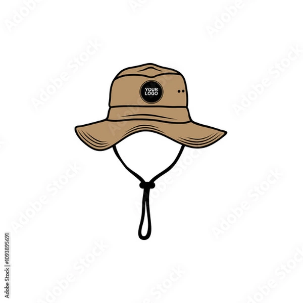 Fototapeta brown jungle hat mockup front view vector