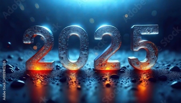 Fototapeta Shiny Crystal Numbers Representing the Year 2025